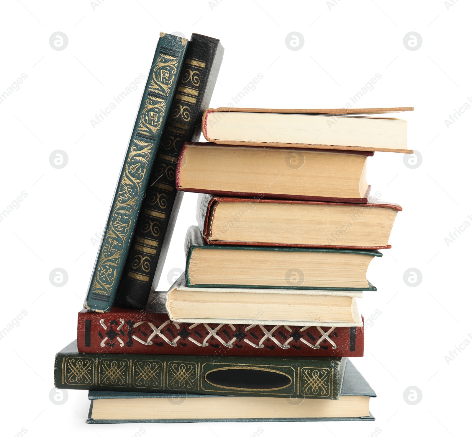 Photo of Collection of different books isolated on white