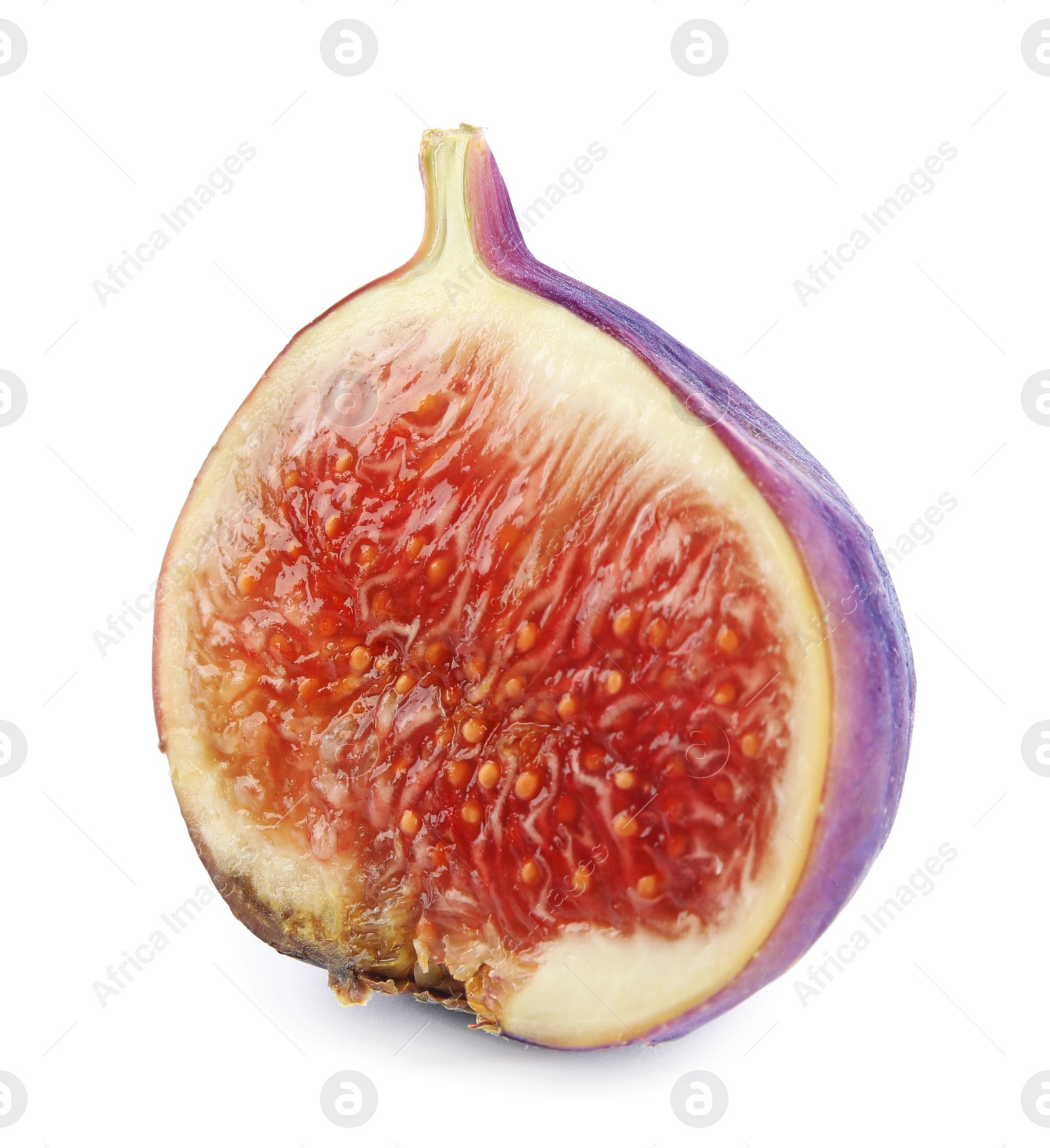 Photo of Half of fresh fig fruit on white background