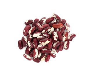 Pile of dry kidney beans on white background, top view