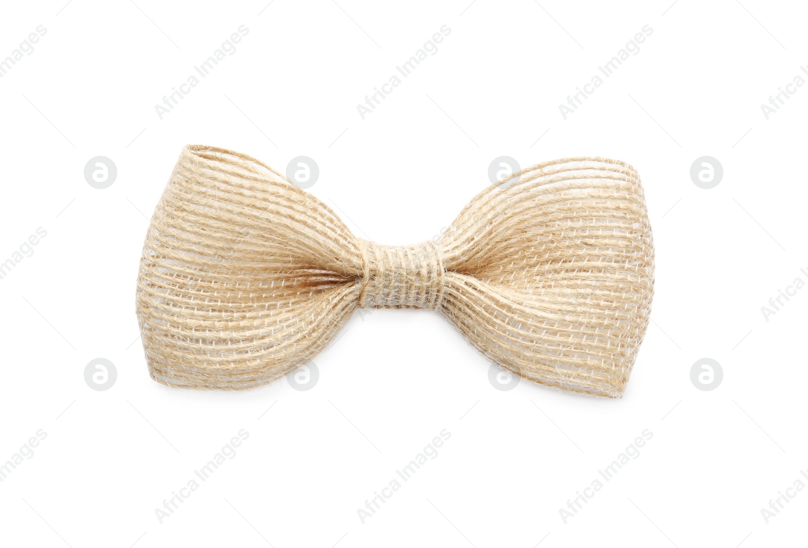 Photo of Pretty bow made of burlap isolated on white