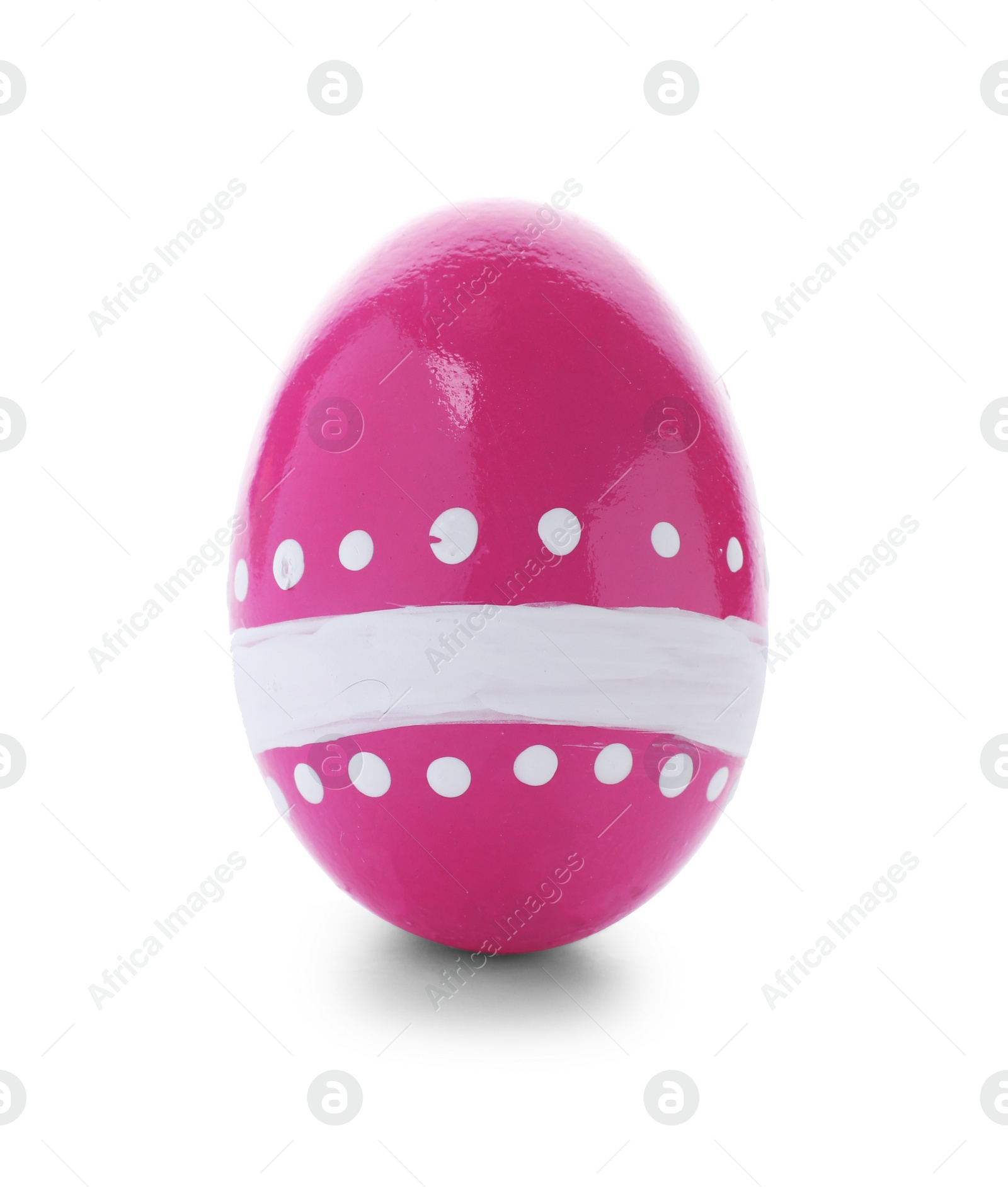 Photo of Decorated Easter egg on white background. Festive tradition