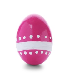 Decorated Easter egg on white background. Festive tradition