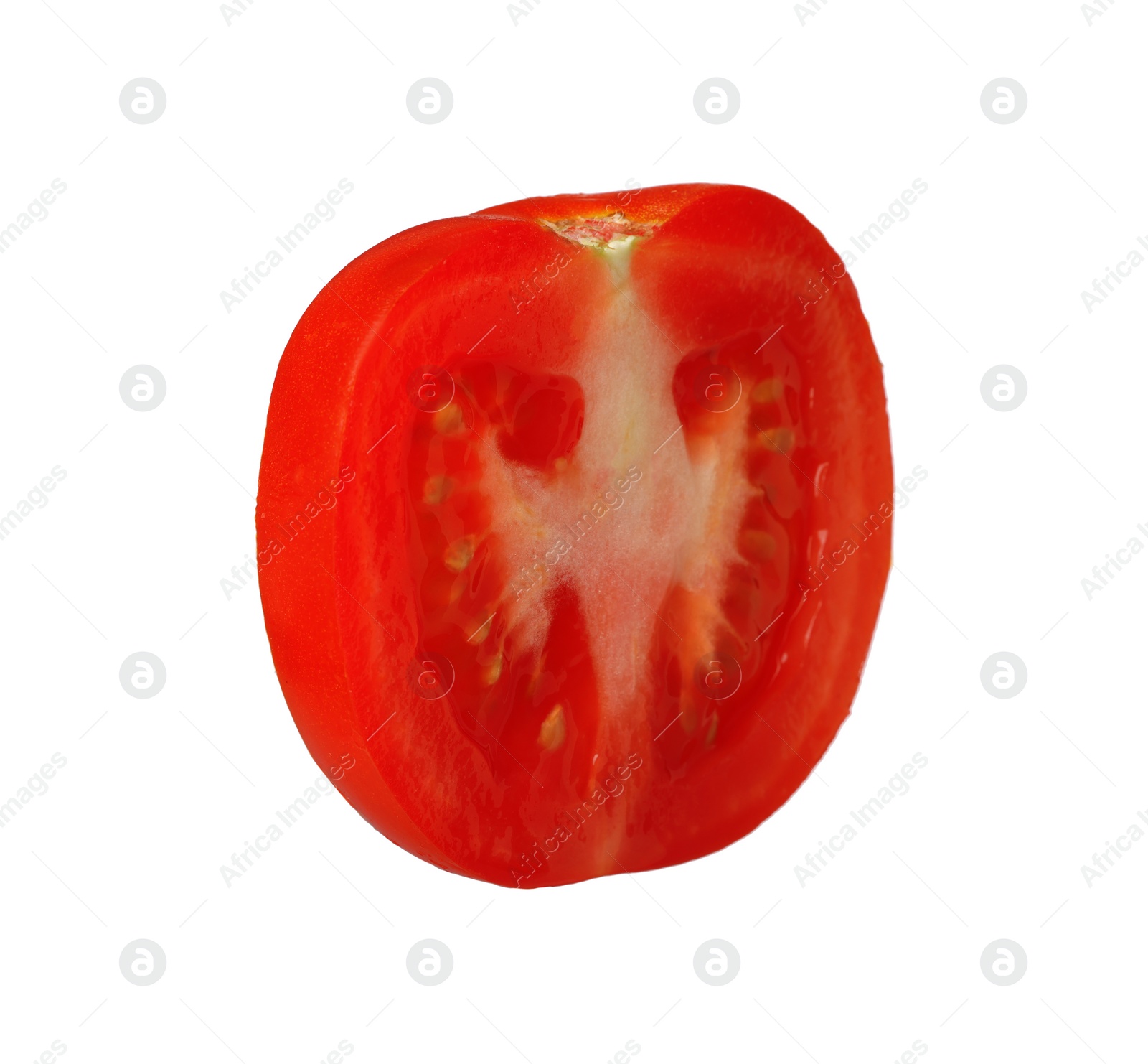 Photo of Slice of fresh ripe tomato isolated on white