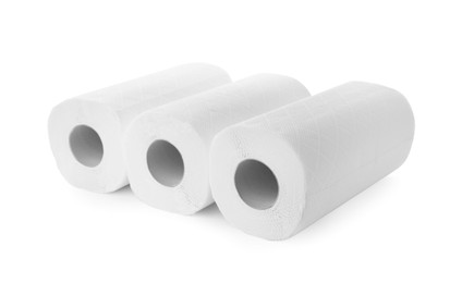 Photo of Rolls of paper towels isolated on white