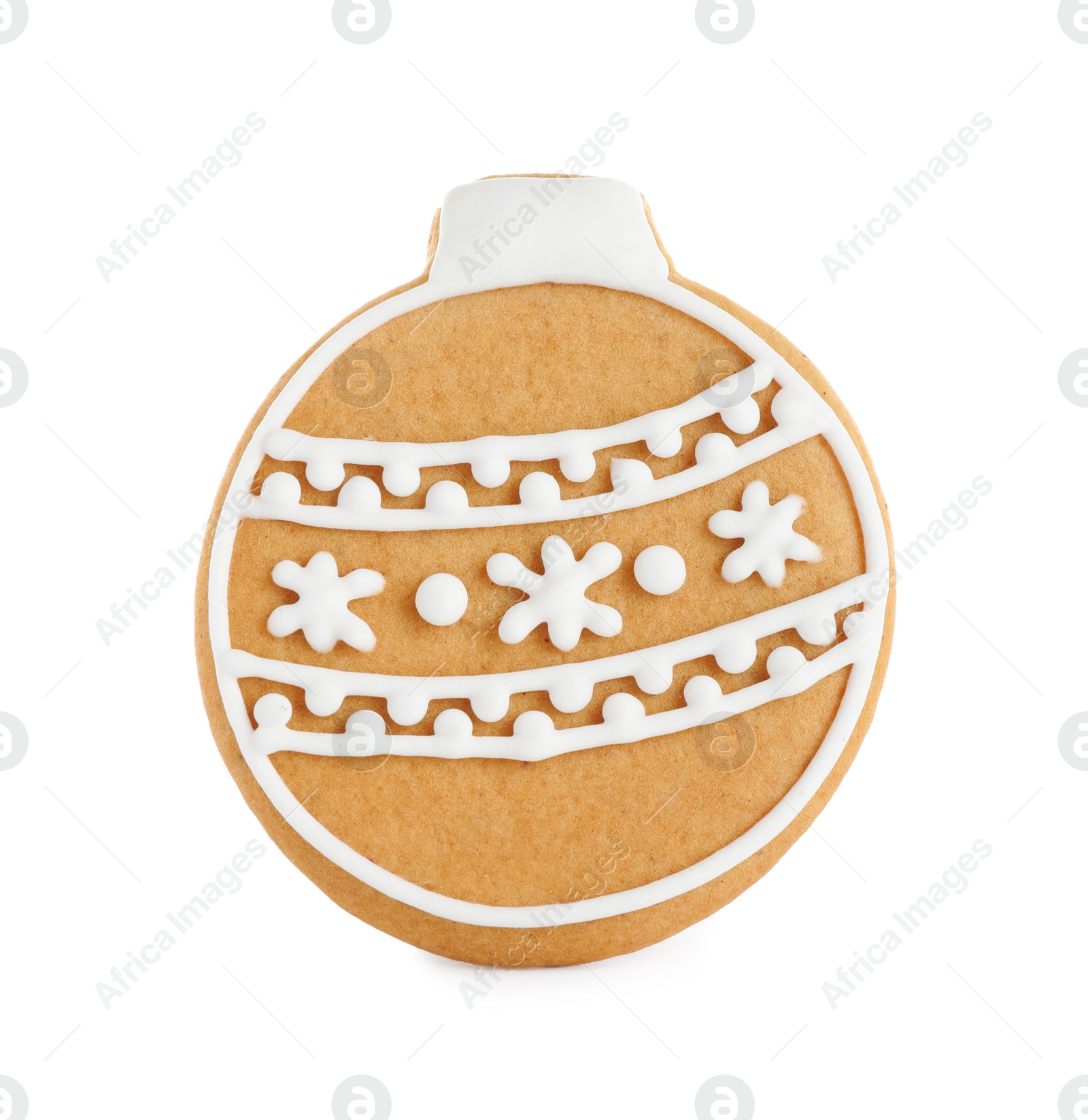 Photo of Tasty homemade Christmas cookie on white background