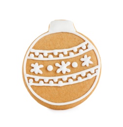 Photo of Tasty homemade Christmas cookie on white background