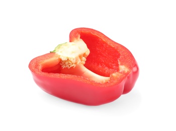 Half of red bell pepper isolated on white