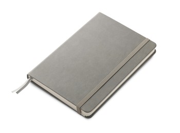 Photo of Closed grey office notebook isolated on white