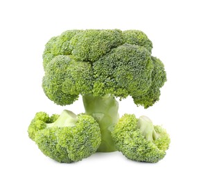 Photo of Fresh raw green broccoli isolated on white