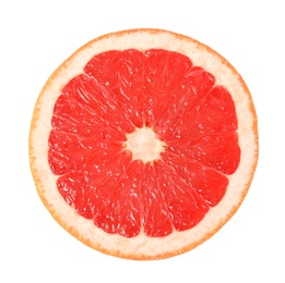 Half of ripe grapefruit on white background, top view