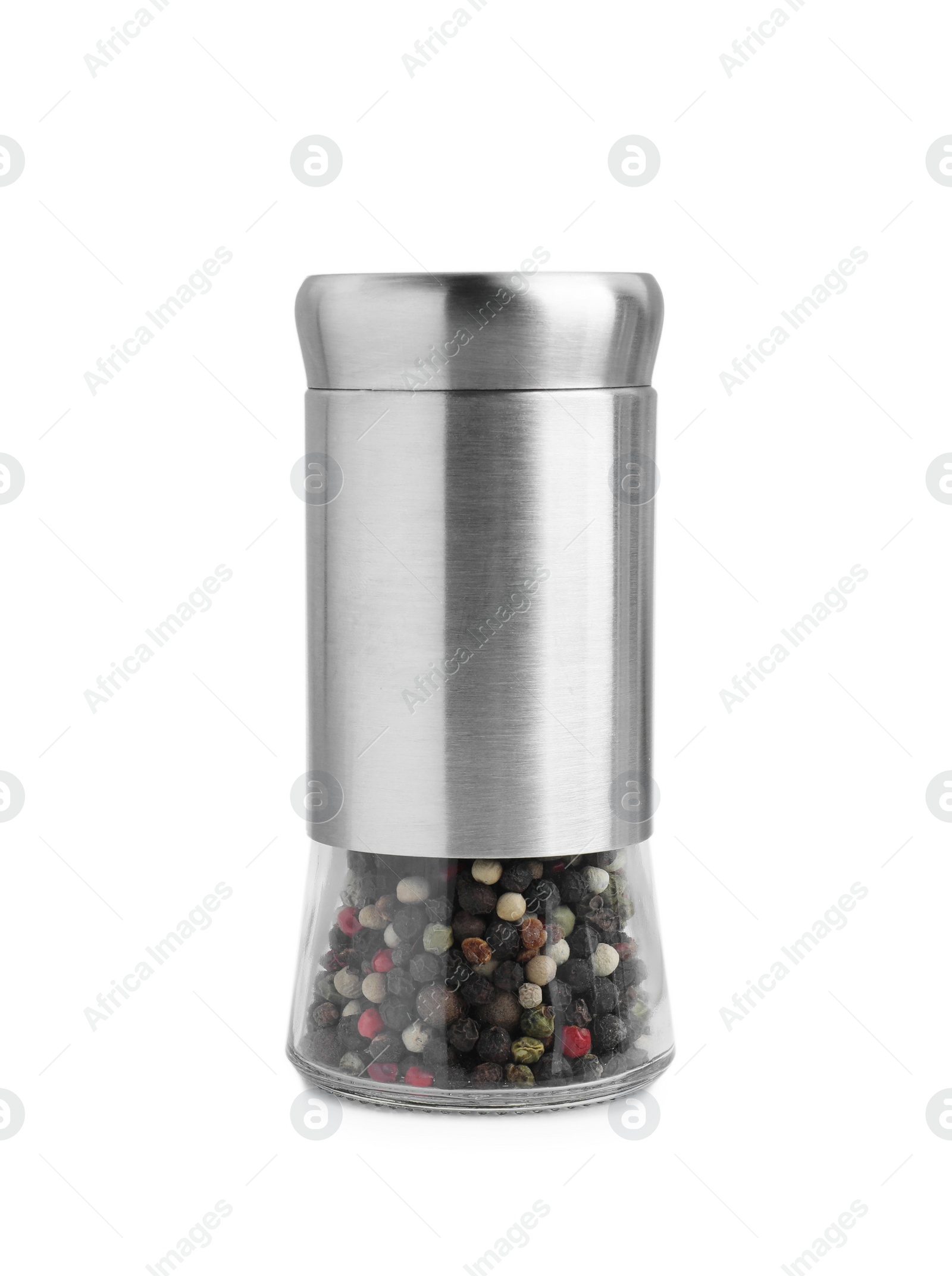 Photo of One shaker with pepper isolated on white