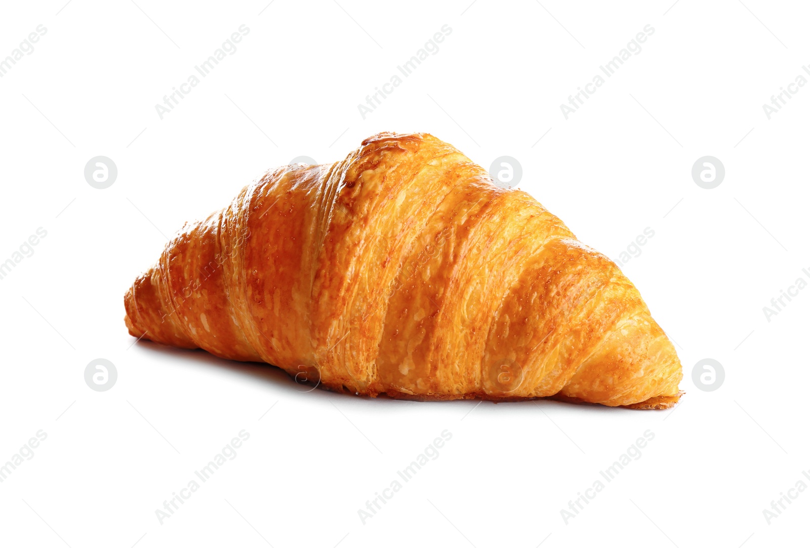 Photo of Fresh tasty croissant on white background. French pastry