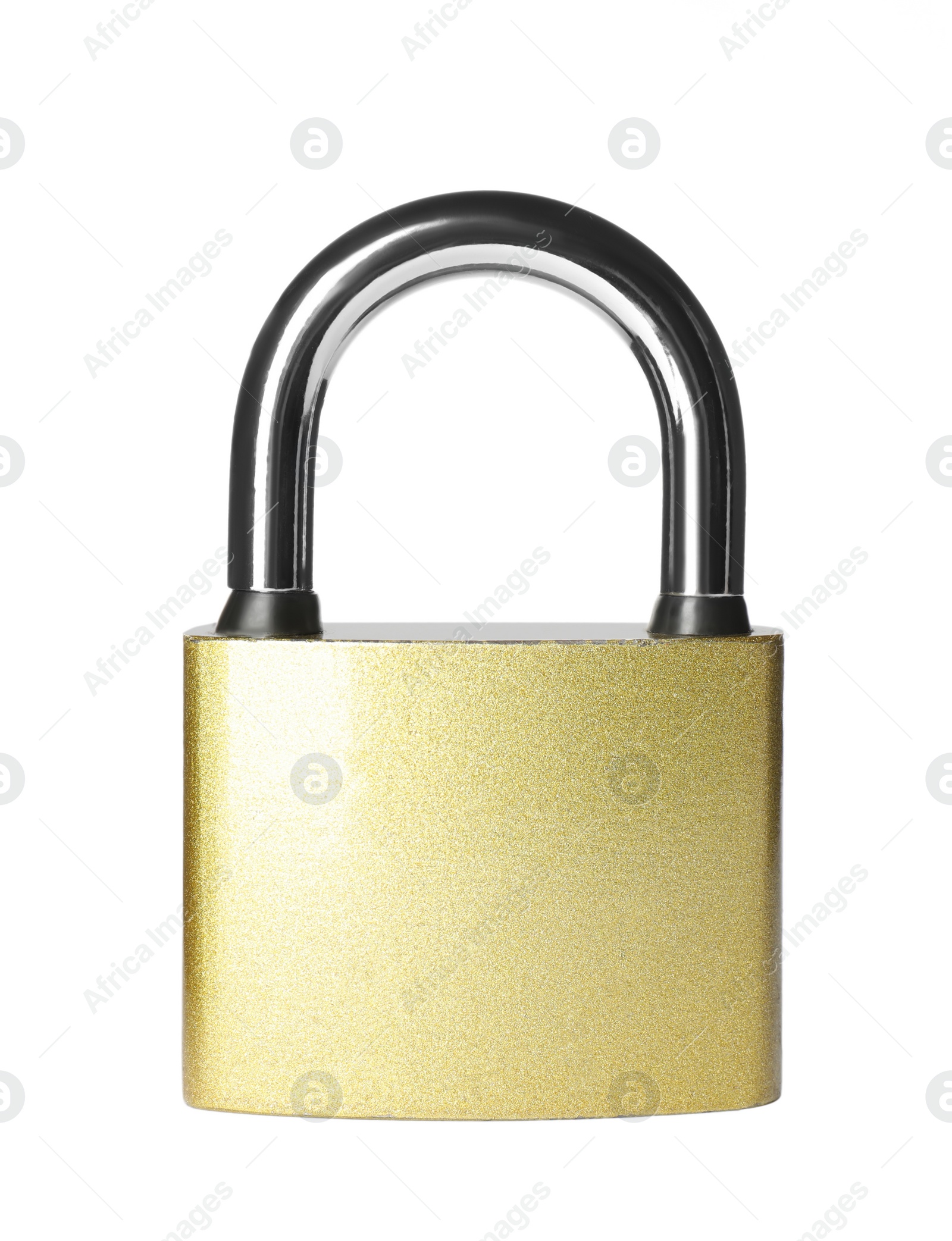 Photo of Modern padlock isolated on white. Safety and protection