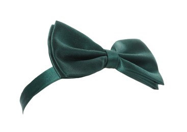 Photo of Green bow tie isolated on white. Saint Patrick's Day accessory