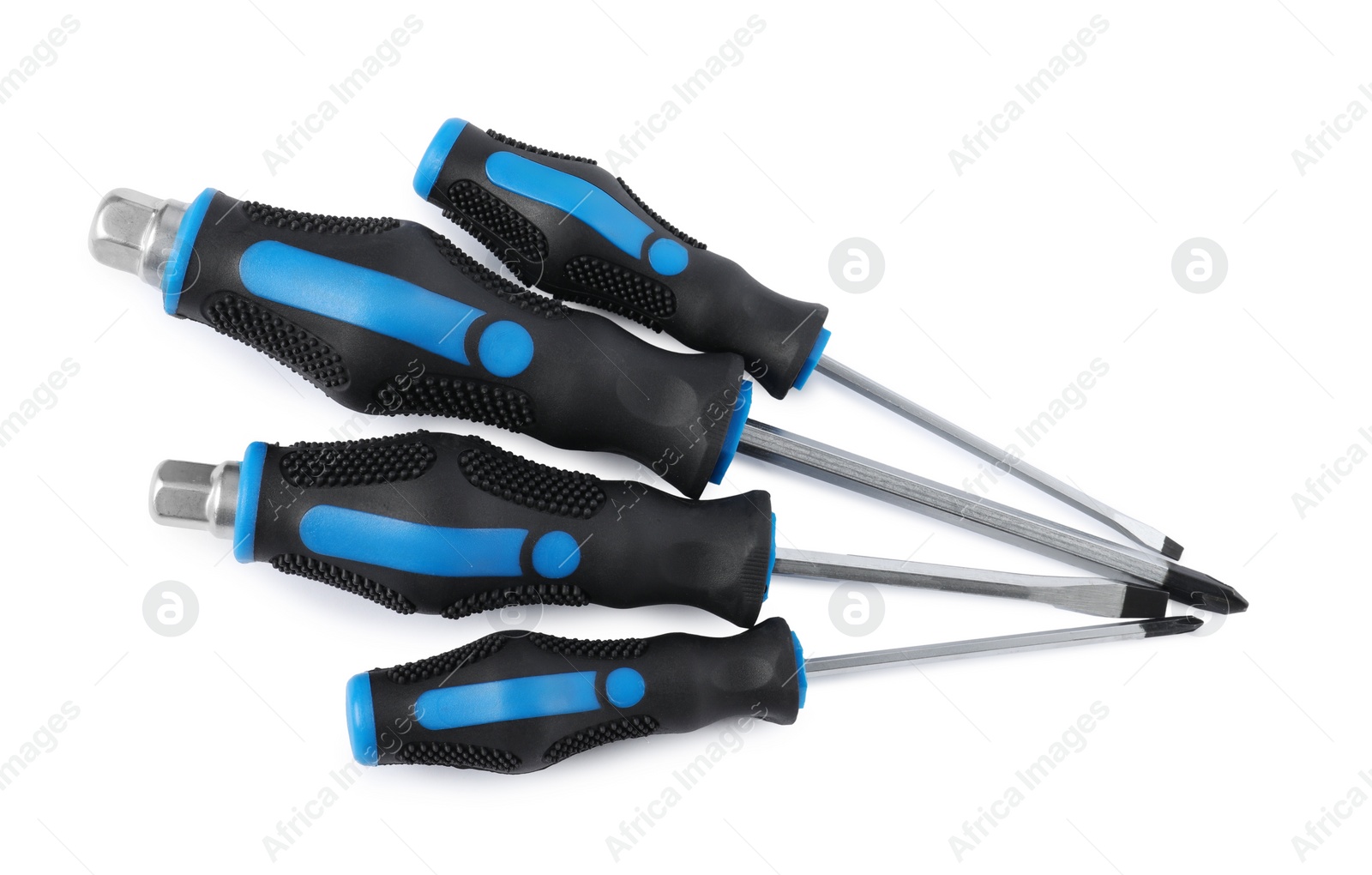 Photo of Set of screwdrivers isolated on white, top view