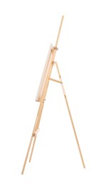 Wooden easel with canvas isolated on white