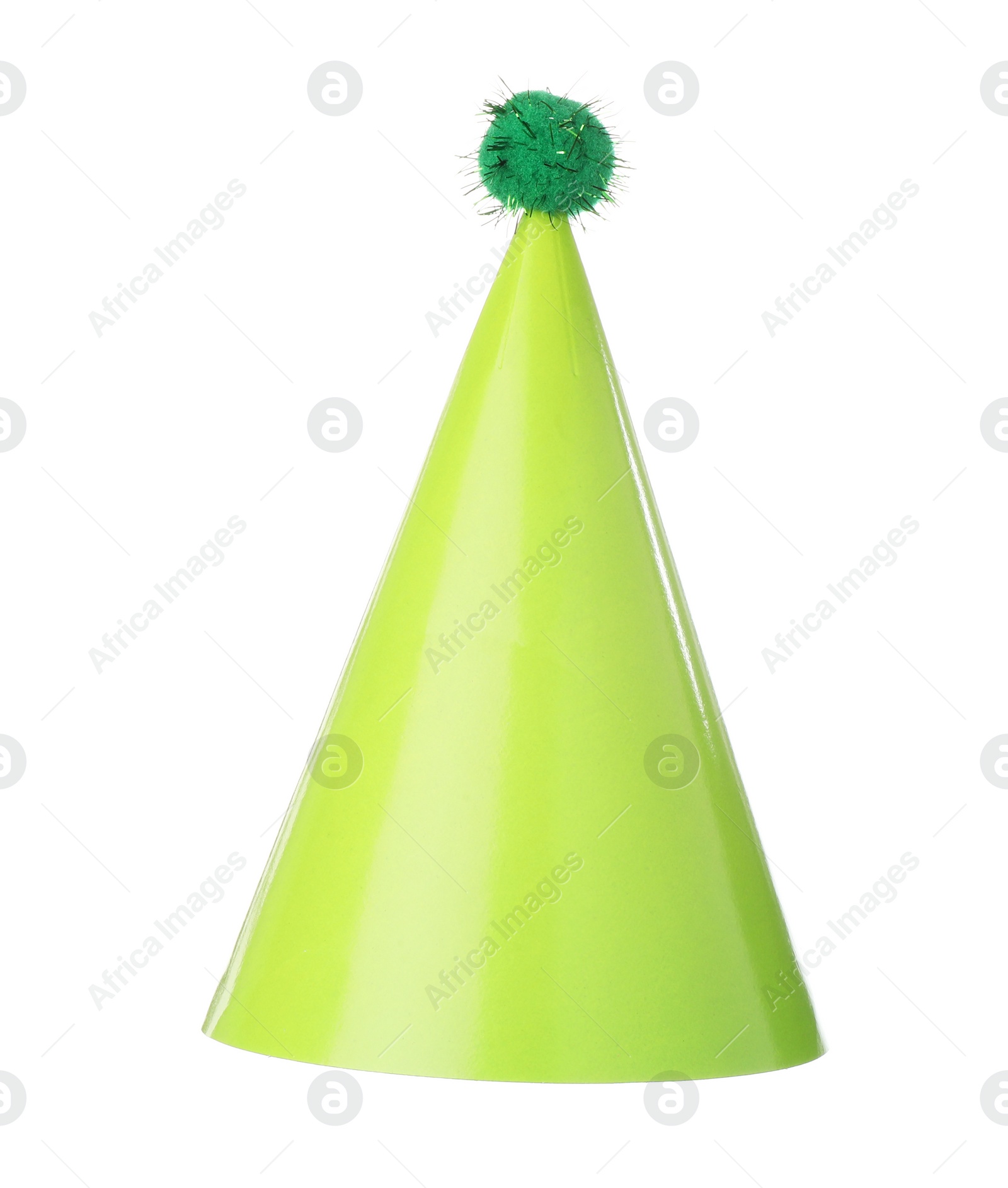 Photo of One green party hat isolated on white