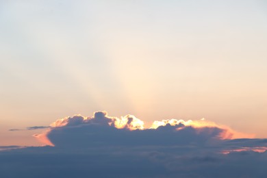 Picturesque view of beautiful blue sky with clouds at sunset