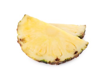 Slices of tasty ripe pineapple isolated on white