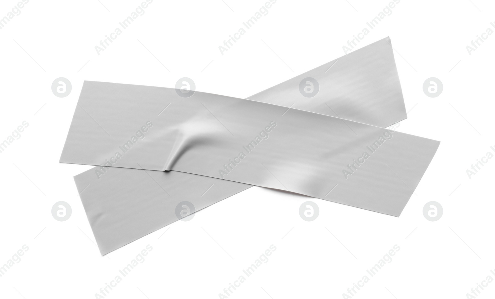 Photo of Cross of grey insulating tape isolated on white, top view