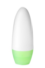 Photo of Blank plastic deodorant container on white background