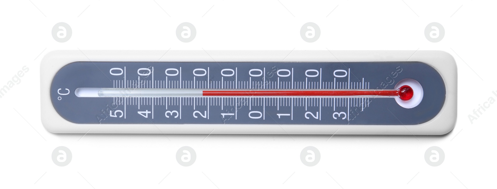 Photo of Weather thermometer on white background, top view