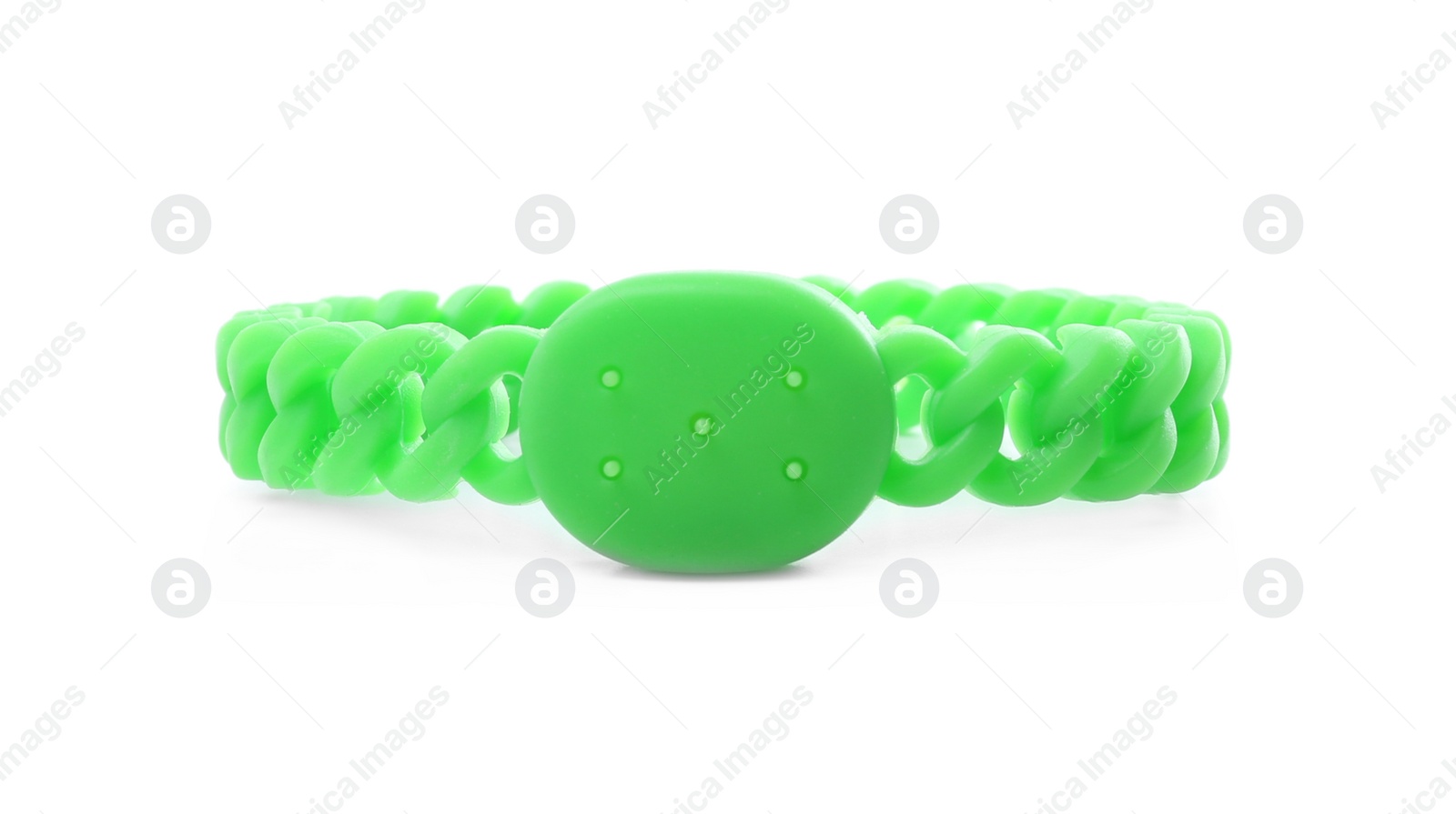 Photo of Insect repellent wrist band isolated on white