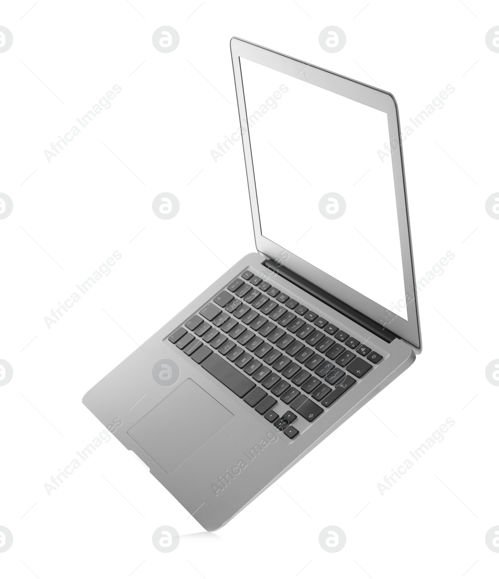 Photo of Laptop with blank screen isolated on white. Mockup for design