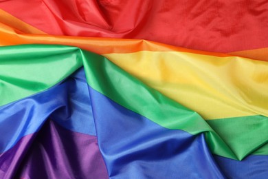 Rainbow LGBT flag as background, closeup view