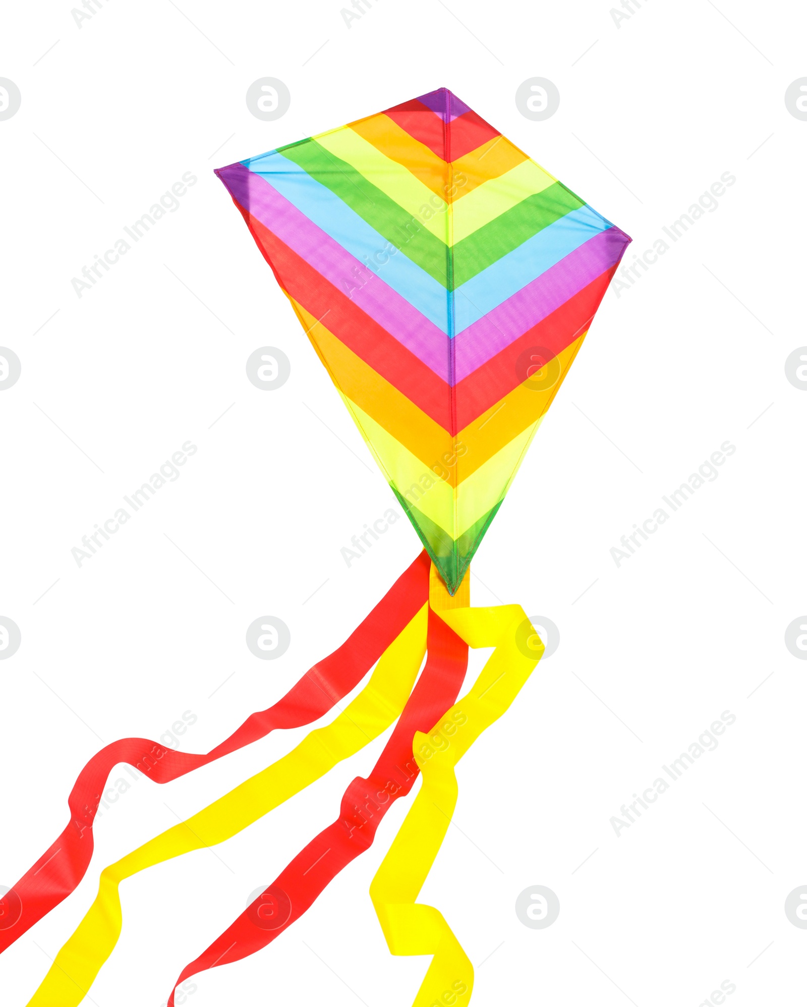 Photo of Beautiful bright rainbow kite isolated on white