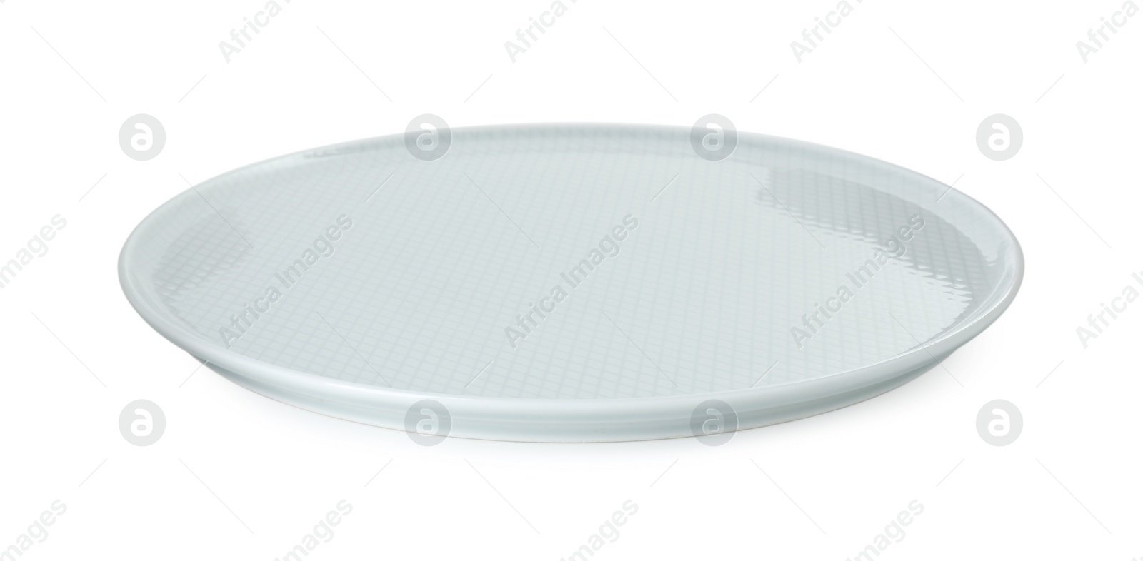 Photo of One beautiful ceramic plate isolated on white