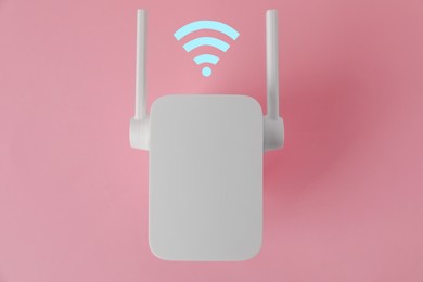 New modern repeater and Wi-Fi symbol on pink background