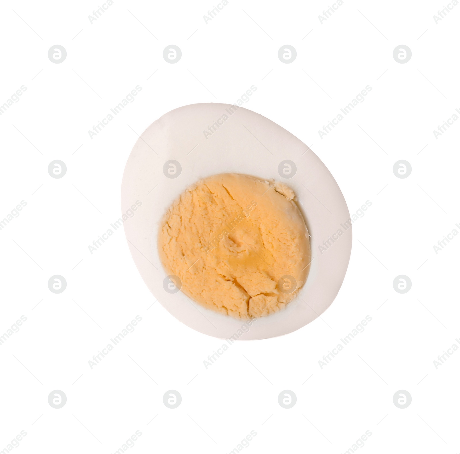 Photo of Half of fresh hard boiled egg isolated on white