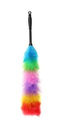 Photo of New dusting brush on white background. Cleaning supplies