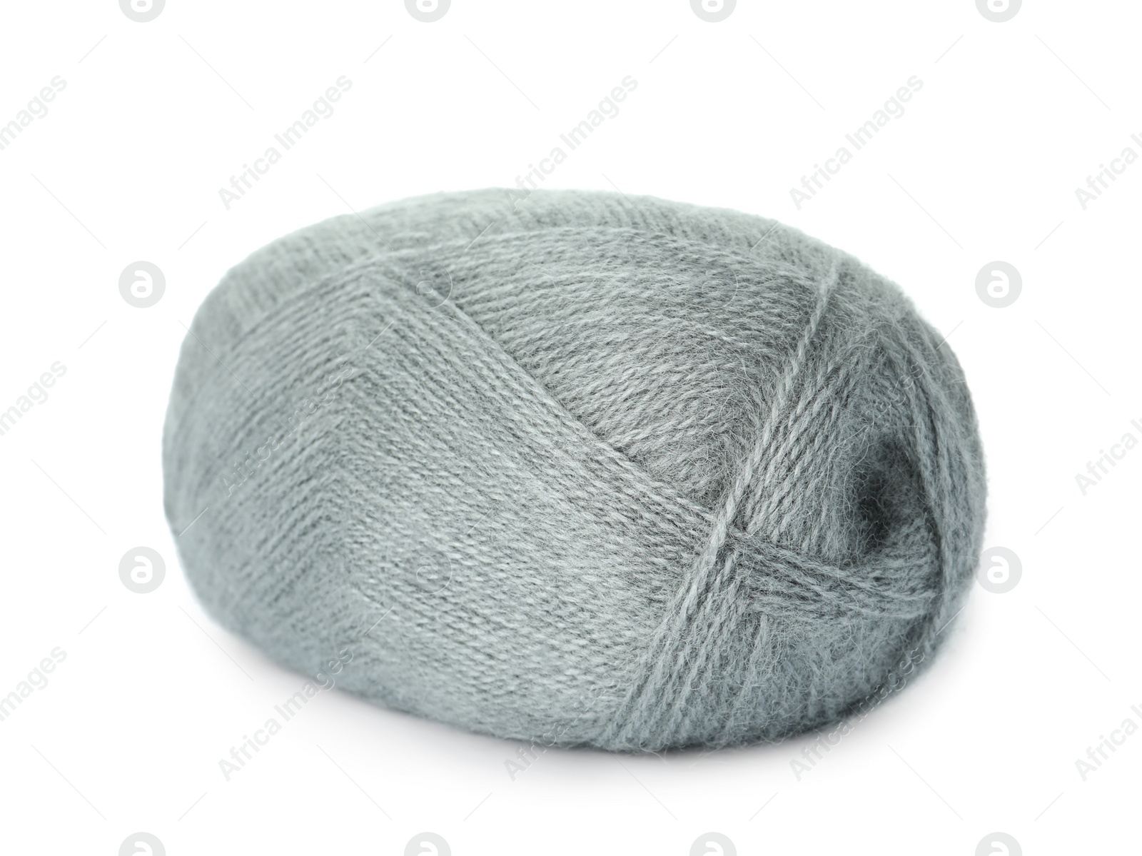 Photo of Soft grey woolen yarn isolated on white