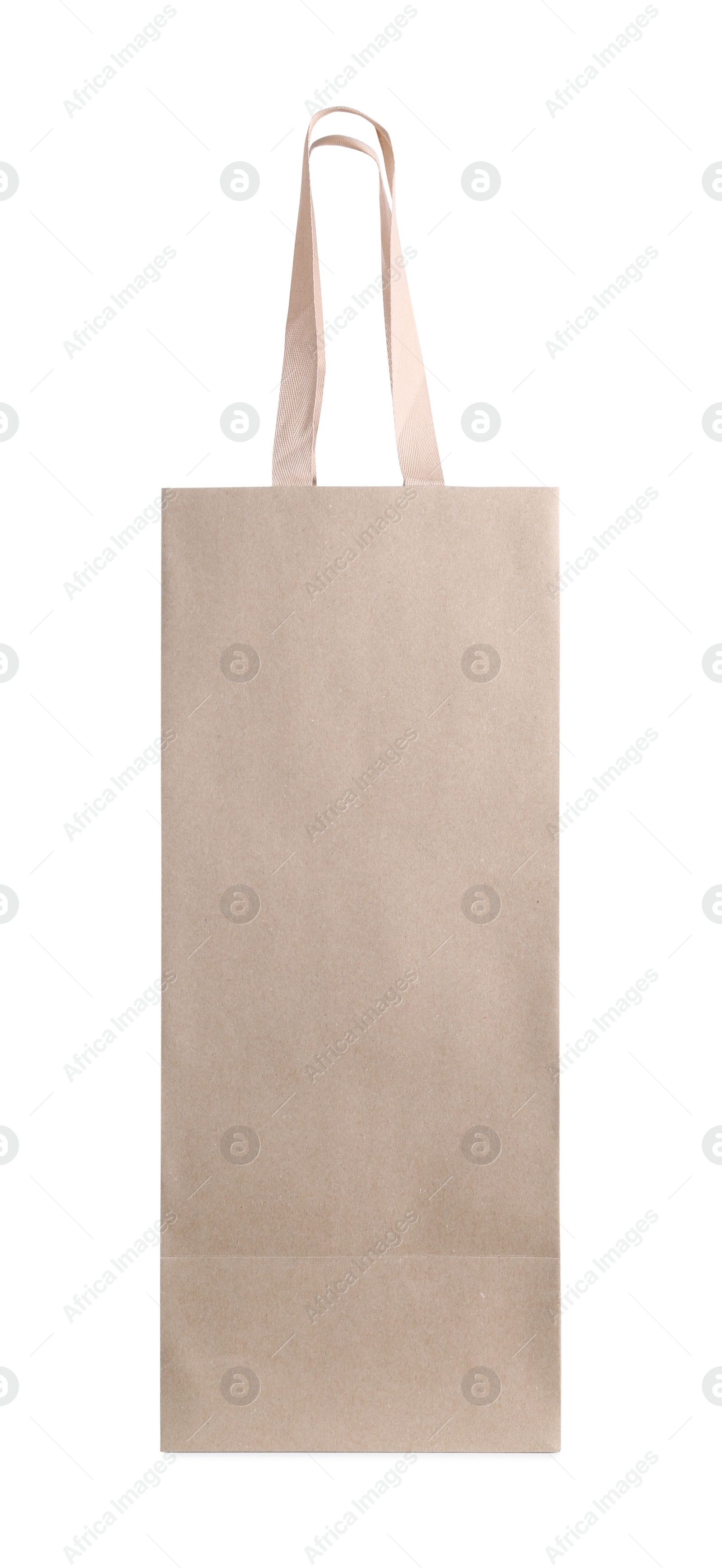 Photo of One paper bag isolated on white. Mockup for design