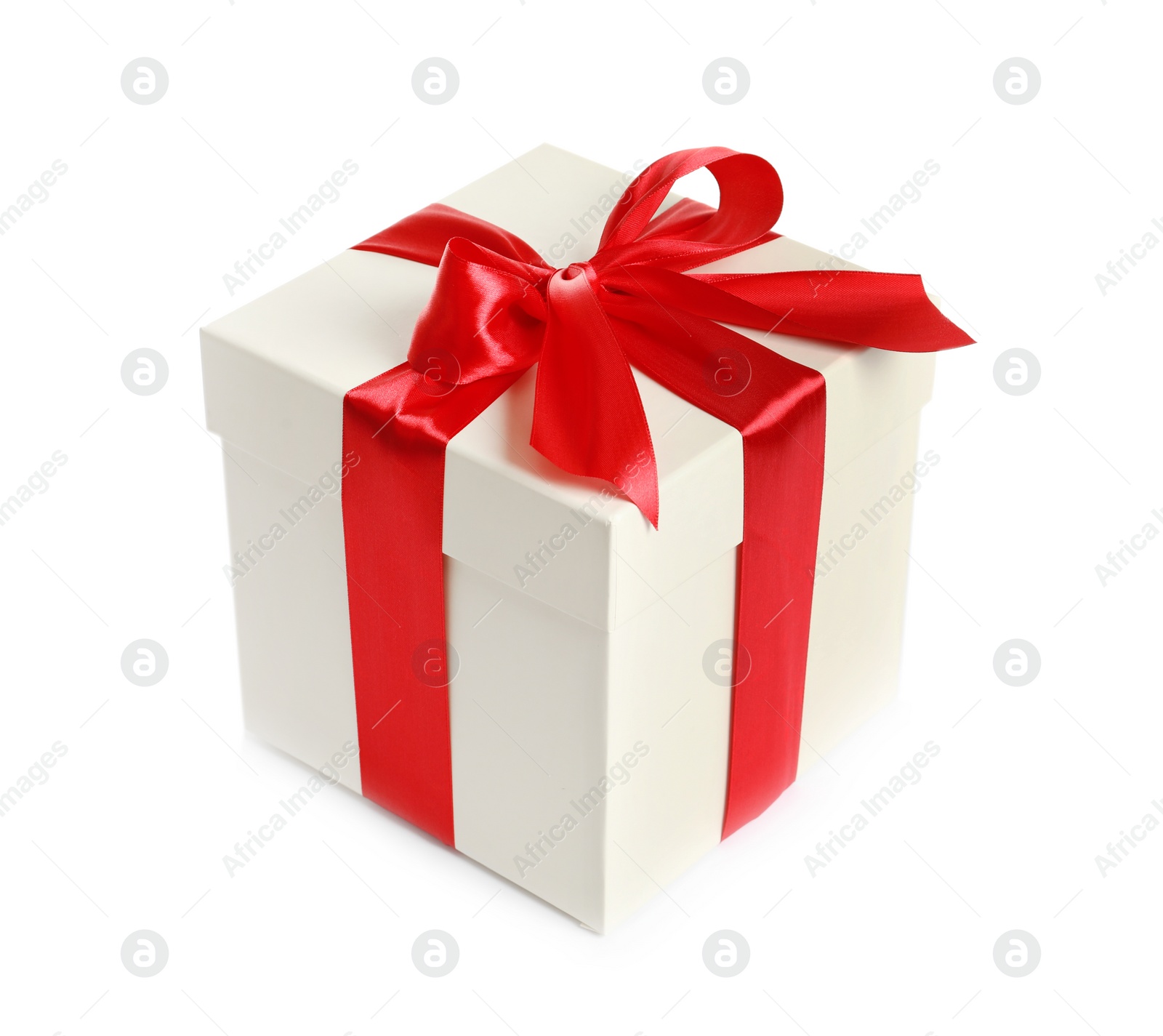 Photo of Gift box with ribbon on white background