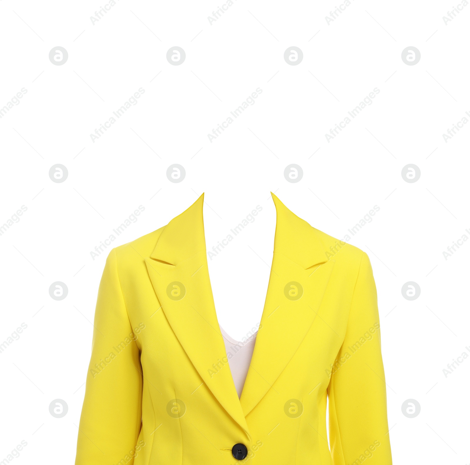 Image of Outfit replacement template for passport photo or other documents. Formal wear isolated on white