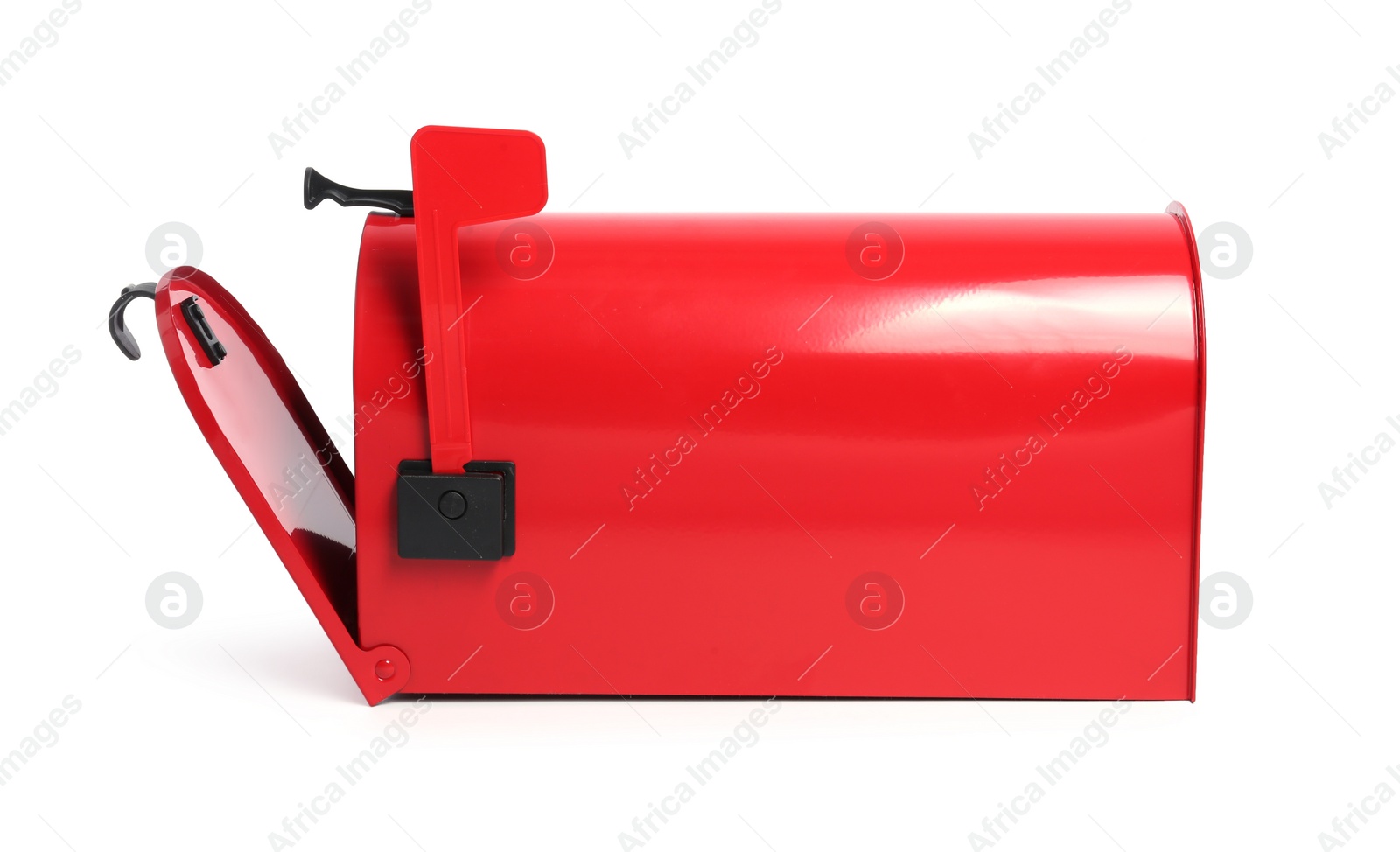 Photo of Shiny red letter box on white background