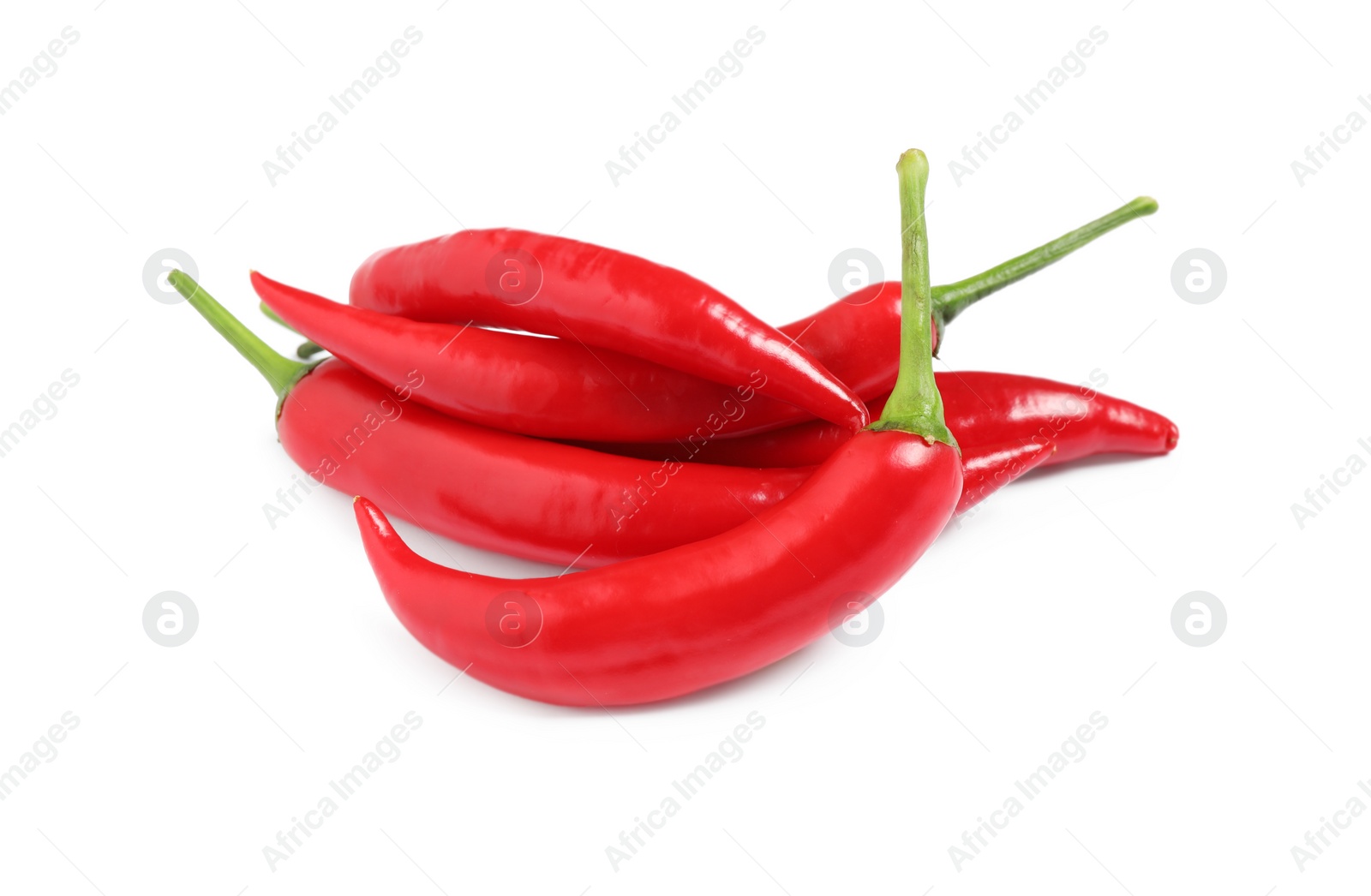 Photo of Ripe red hot chili peppers isolated on white