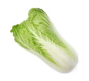 Fresh ripe Chinese cabbage on white background, top view
