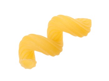 Photo of One piece of raw cavatappi pasta isolated on white