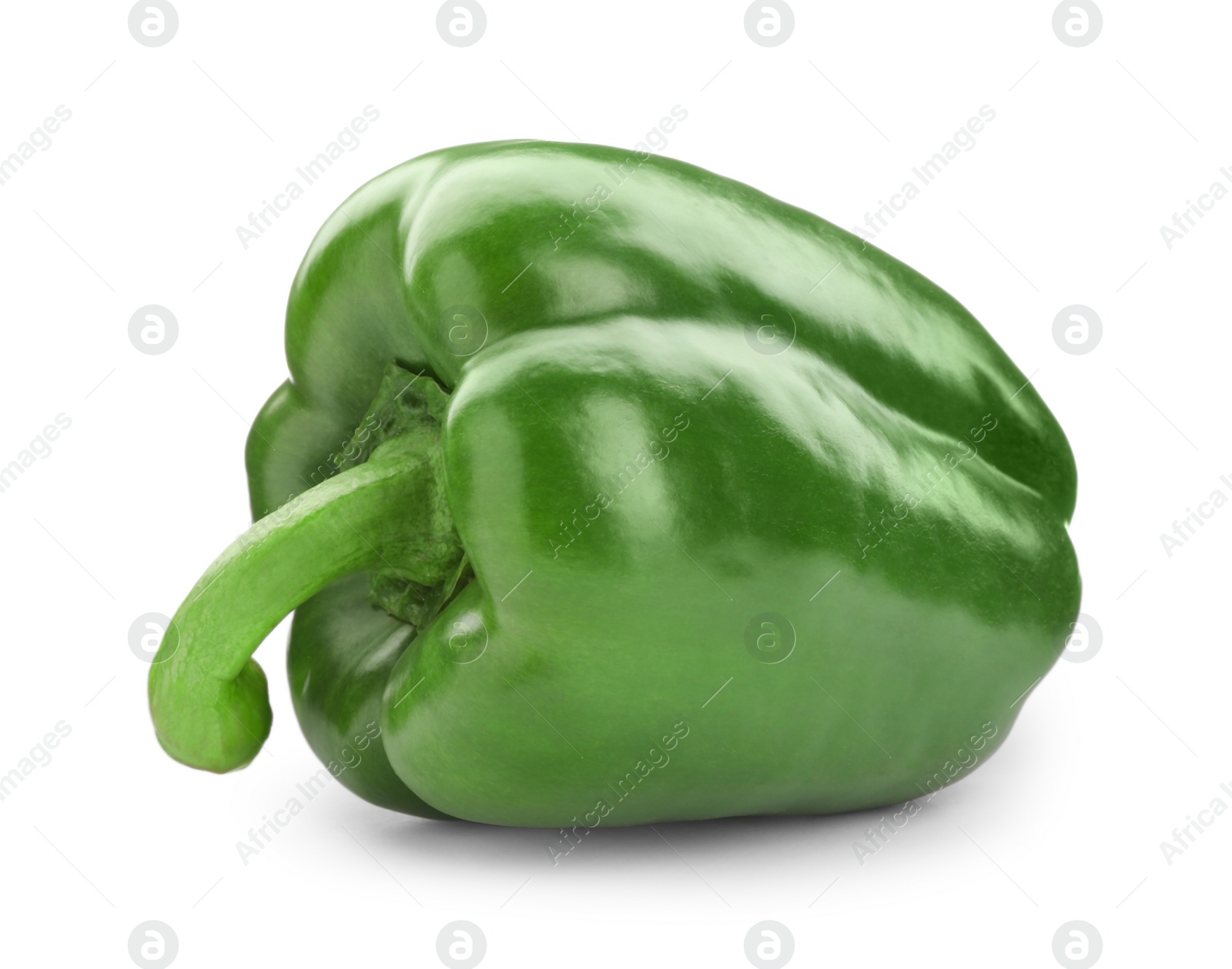 Photo of Ripe green bell pepper on white background