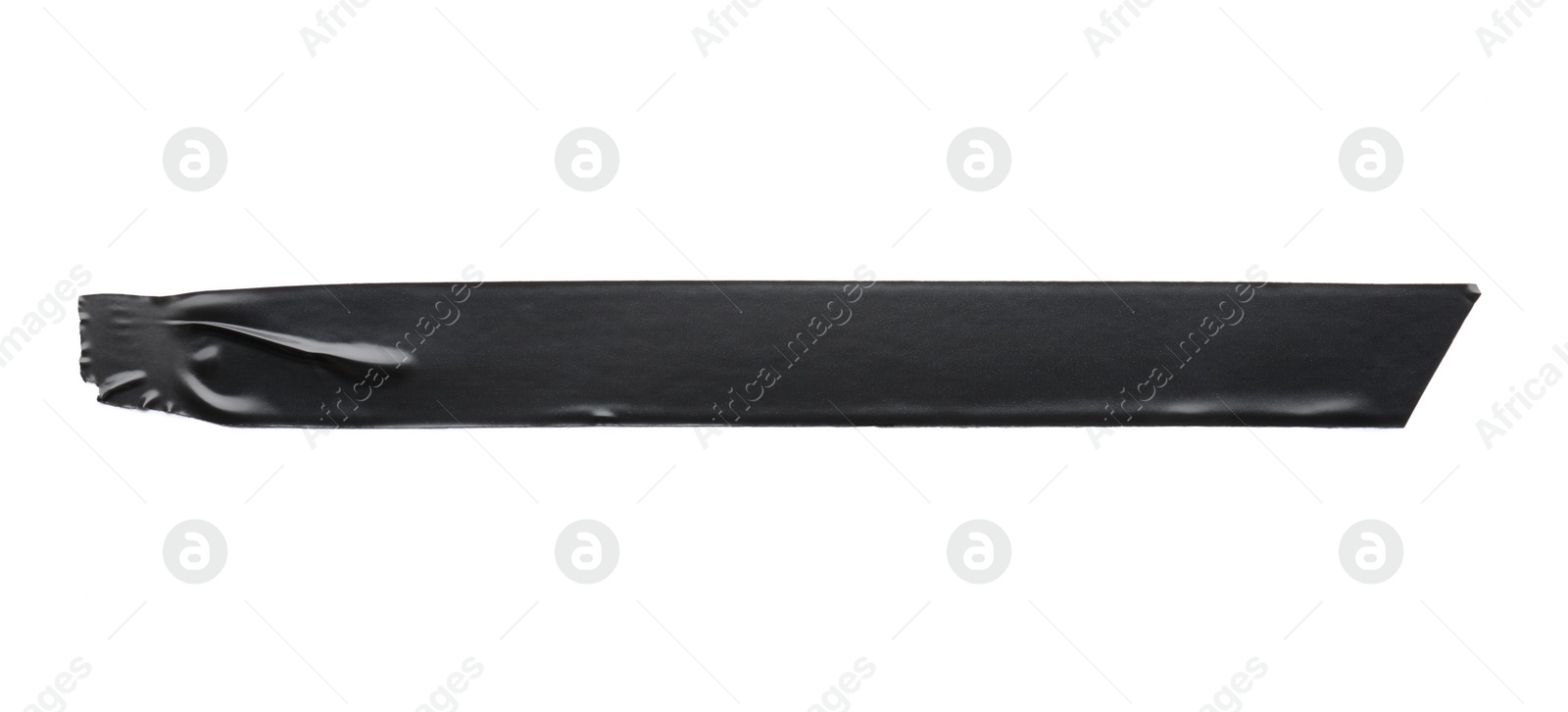 Photo of Piece of black insulating tape isolated on white, top view