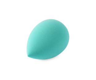 One turquoise makeup sponge isolated on white