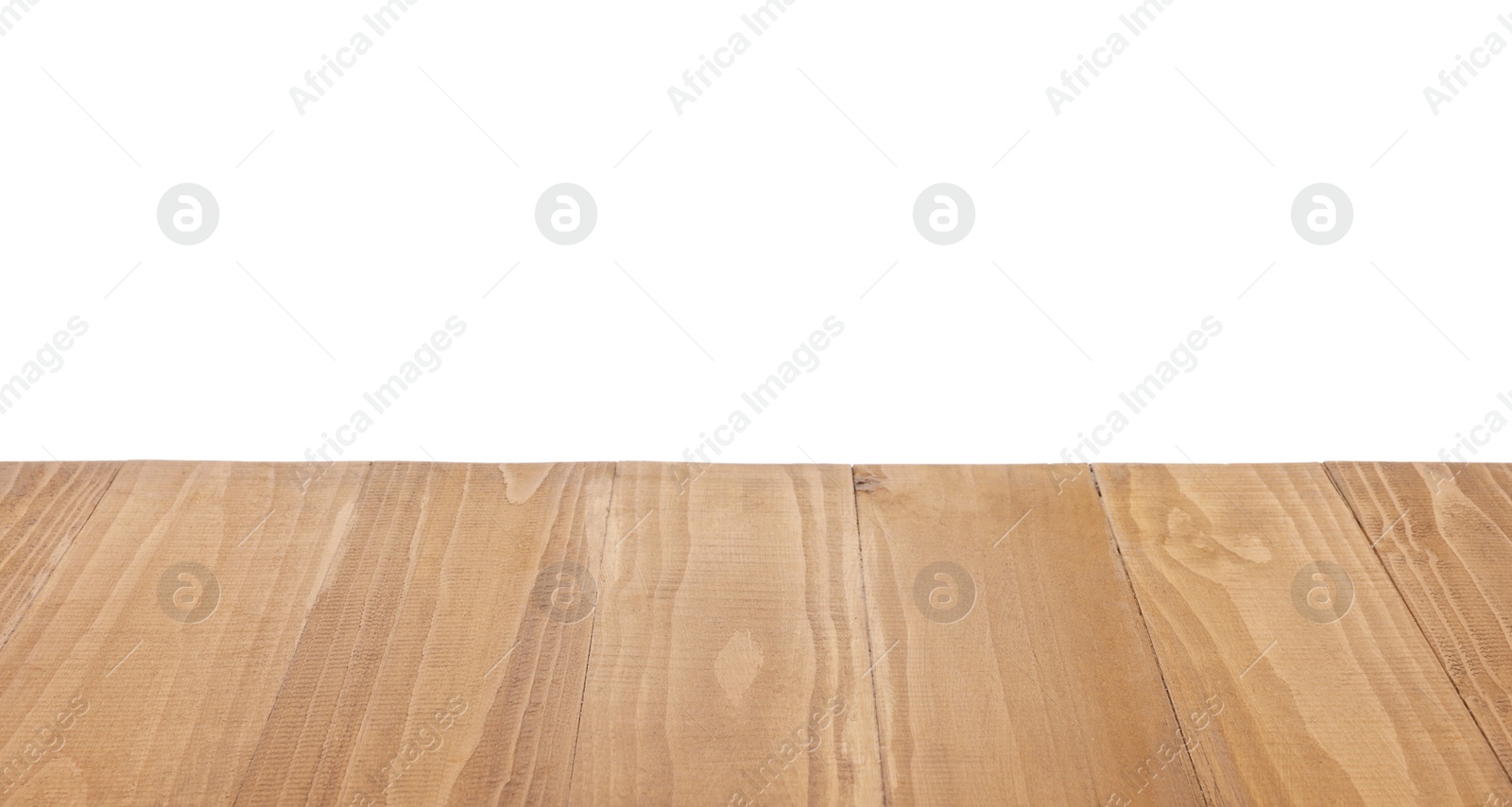 Photo of Empty light brown wooden table isolated on white