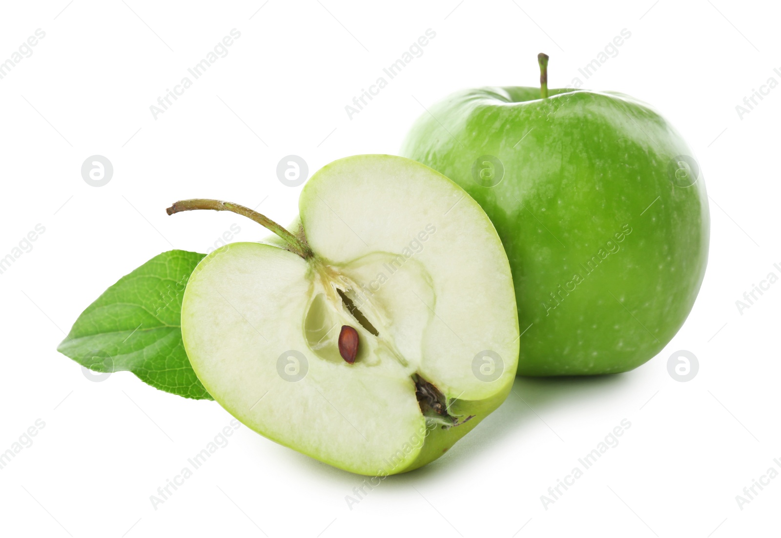 Photo of Fresh green apples on white background