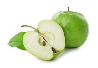 Photo of Fresh green apples on white background