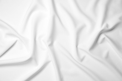 Texture of blank white flag as background, top view. Mockup for design