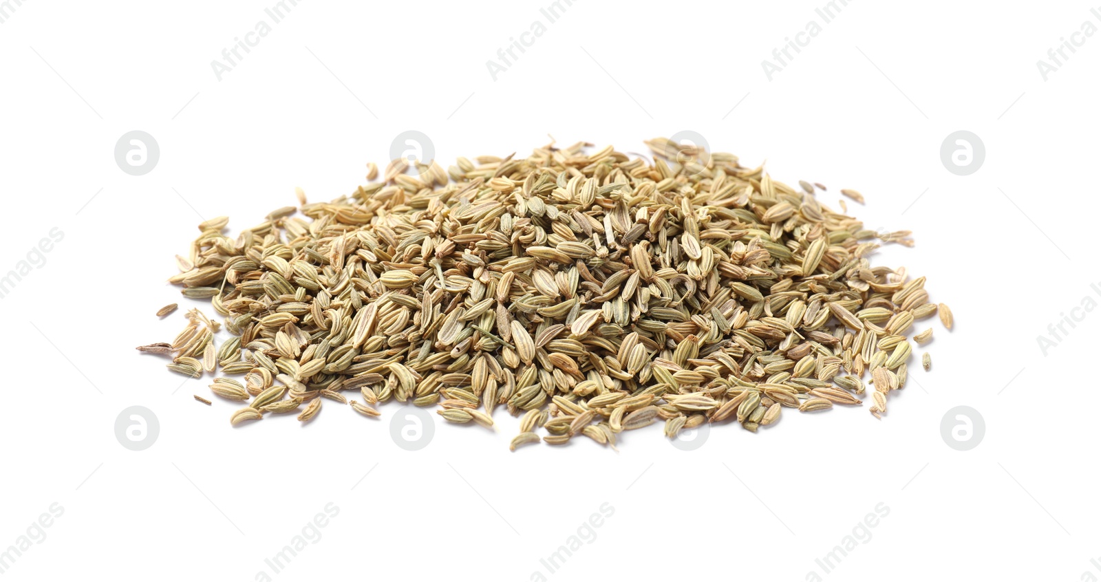 Photo of Pile of dry fennel seeds isolated on white